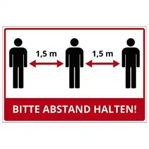 Abstandsschild 300×200 mm aus Aluminium oder Dibond