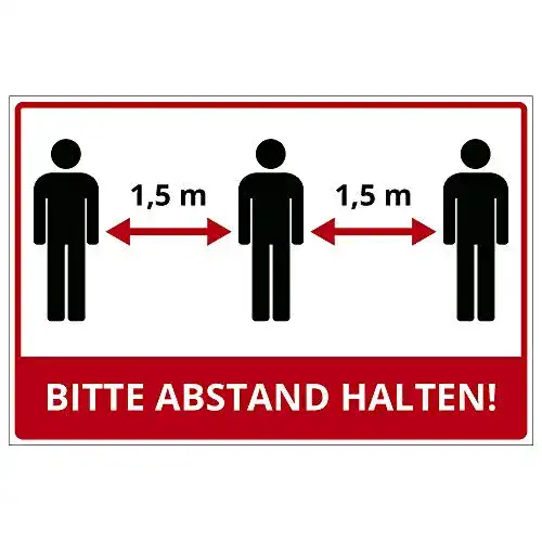 Abstandsschild 300×200 mm aus Aluminium oder Dibond