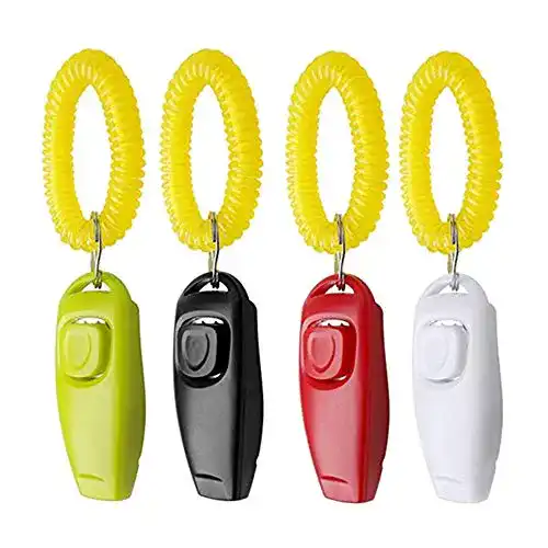 Clicker Set für Hunde Training – 4 Stück mit 2-in-1 Hundepfeife