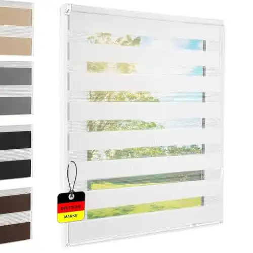 Doppelrollo Klemmfix Weiß 60×140 cm für Fenster und Türen