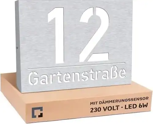 Hausnummer Printima Premium mit personalisierter Gravur und Beleuchtung