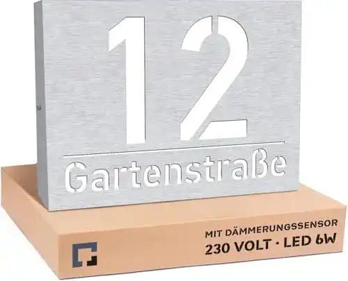 Hausnummer Printima Premium mit personalisierter Gravur und Beleuchtung