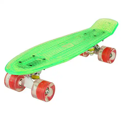 Skateboard WeSkate 55 cm Mini Cruiser aus Kunststoff mit LED-Rollen