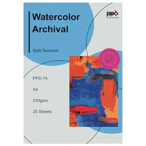 Fotopapier PPD 25x A4 Inkjet FineArt Digital Aquarell 240g matt