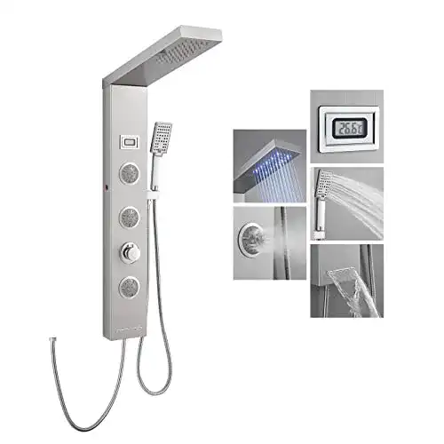 Duschpaneel ROVOGO LED mit 5 Funktionen und Regendusche ohne Armatur