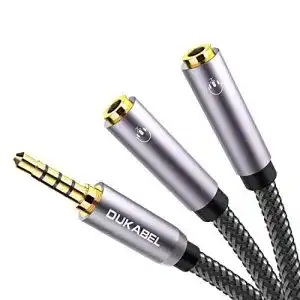 Kopfhörer-Splitter DuKabel 30 cm Nylon 3,5 mm TRRS Y-Adapter