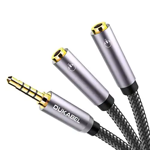 Kopfhörer-Splitter DuKabel 30 cm Nylon 3,5 mm TRRS Y-Adapter
