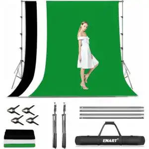 Fotostudio-Set EMART Hintergrundsystem mit Stoffhintergründen