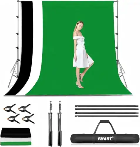 Fotostudio-Set EMART Hintergrundsystem mit Stoffhintergründen