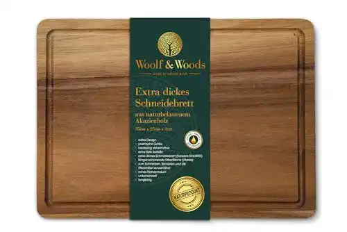 Schneidebrett aus Akazie von Woolf & Woods – Großes Holzbrett für die Küche