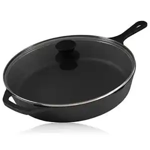 Gusseisen Grillpfanne mit Glasdeckel von BBQ-Toro, Ø 30 cm