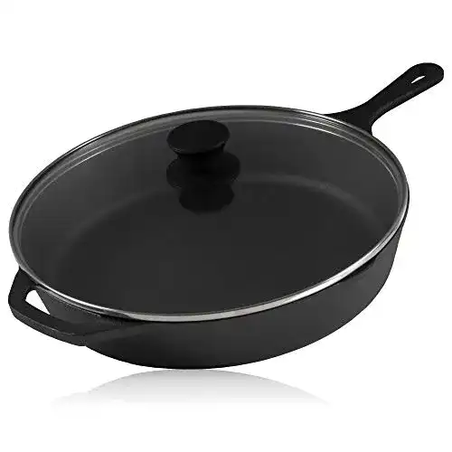 Gusseisen Grillpfanne mit Glasdeckel von BBQ-Toro, Ø 30 cm