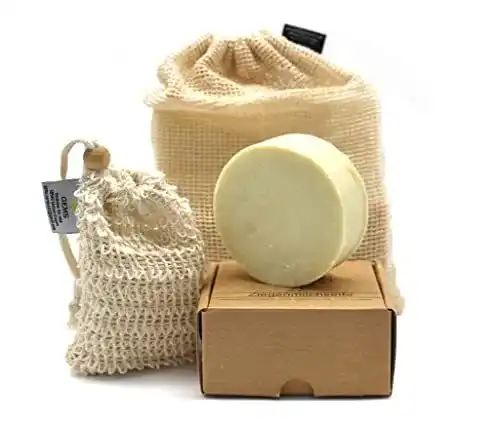Akne-Seife aus Ziegenmilch mit Sisal Seifensäckchen