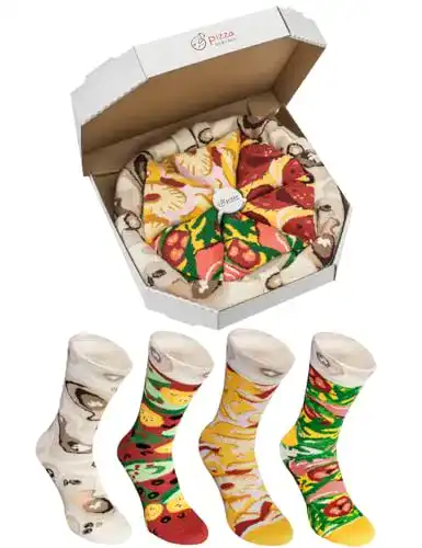 Lustige Rainbow Socks Pizza Socken Box für Damen und Herren