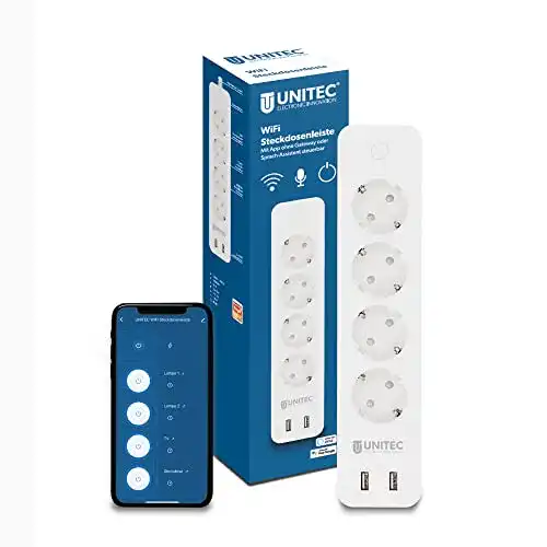 Smarte Steckdosenleiste Unitec 30798 WLAN mit 4 Schaltern und 2 USB-Anschlüssen
