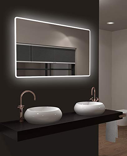 Badspiegel Talos Moon aus Glas in Silber 120×70 cm