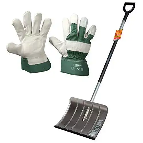 Alu-Schneeschieber Freund Victoria mit Flüsterkante und Handschuhen