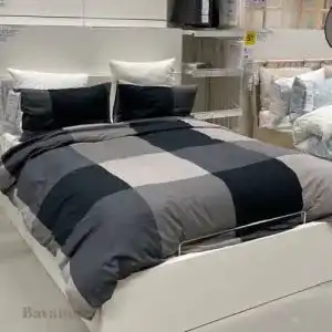 IKEA Bettwäsche Brunkrissla 2-teilig schwarz/grau