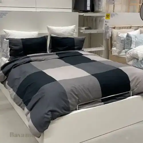 IKEA Bettwäsche Brunkrissla 2-teilig schwarz/grau