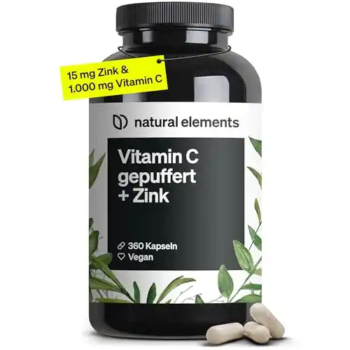 Vitamin C und Zink Kapseln von natural elements, 360 Stück