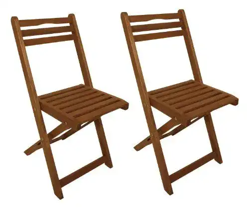 Gartenstuhl DEGAMO 2er Set Klappstuhl aus Eukalyptus Holz