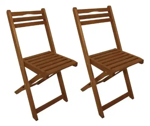 Gartenstuhl DEGAMO 2er Set Klappstuhl aus Eukalyptus Holz