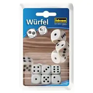 Spielwürfel Xllent Idena 40211 – Set mit 6 weißen Augenwürfeln