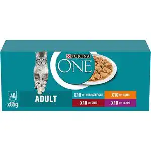 Purina One Adult Katzenfutter nass, Sorten-Mix, 40er Pack