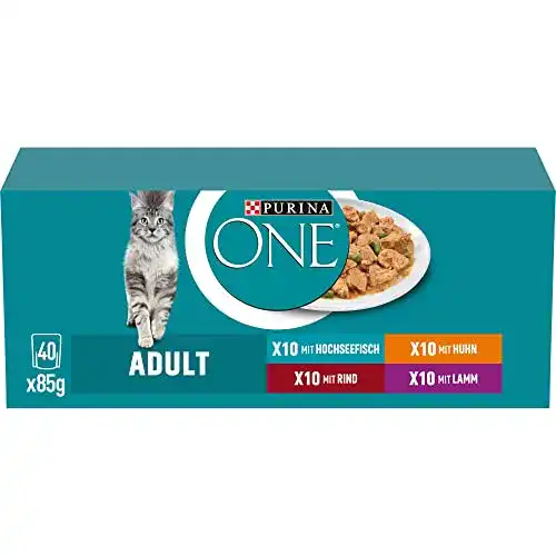 Purina One Adult Katzenfutter nass, Sorten-Mix, 40er Pack