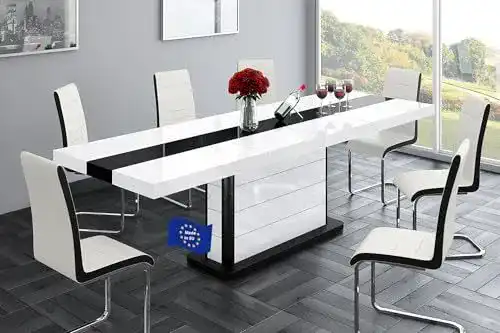 Ausziehtisch Designimpex Esstisch HE-555 in Weiß und Schwarz