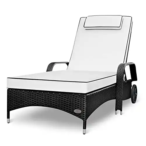 Strandliege mit Rollen RS Trade Sonnenliege Imola Schwarz für Outdoor