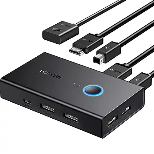 UGREEN HDMI 2.0 KVM Switch für 2 PCs mit USB-Anschlüssen und 4K Unterstützung