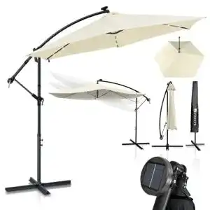 Sonnenschirm mit LED Beleuchtung Juskys Ampelschirm Brazil 350 cm