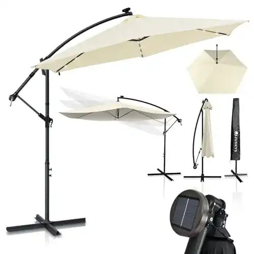 Sonnenschirm mit LED Beleuchtung Juskys Ampelschirm Brazil 350 cm
