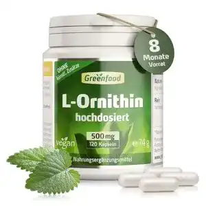 L-Ornithin Kapseln 500mg – 120 vegane Kapseln, hochdosiert