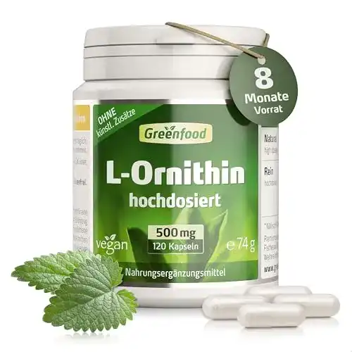 L-Ornithin Kapseln 500mg – 120 vegane Kapseln, hochdosiert