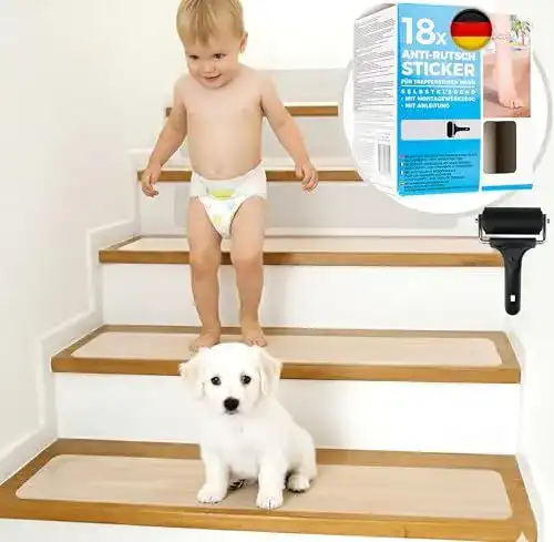 Antirutschstreifen für Treppen – 18 Stück, 75×12 cm, transparent