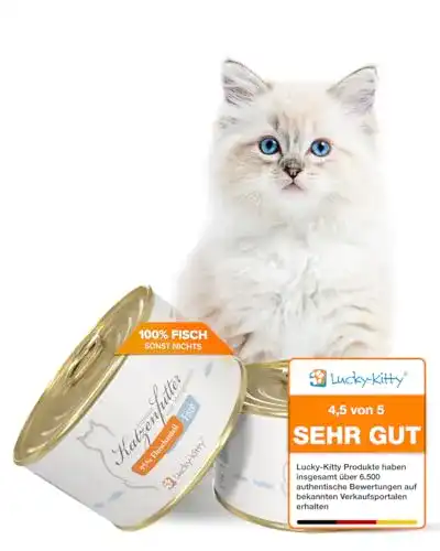 Lucky Kitty Katzenfutter Nass mit 95% Hering – Getreide- und Zuckersfrei