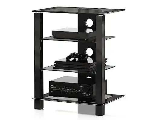 Hifi-Rack FITUEYES TV Rack mit Glas und Aluminium für Audiogeräte