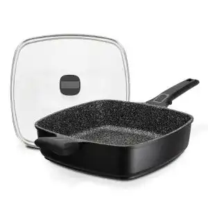 GSW Brat- und Servierpfanne EASY CLICK Quadura mit Glasdeckel 28x28cm