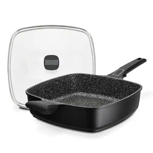 GSW Brat- und Servierpfanne EASY CLICK Quadura mit Glasdeckel 28x28cm