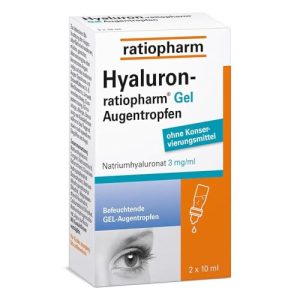 Hyaluron-Augentropfen Ratiopharm Gel 2X10 ml zur Linderung trockener Augen