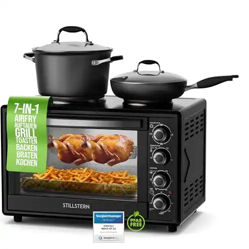 Minibackofen Stillstern 45L mit Kochplatten und 7 Funktionen