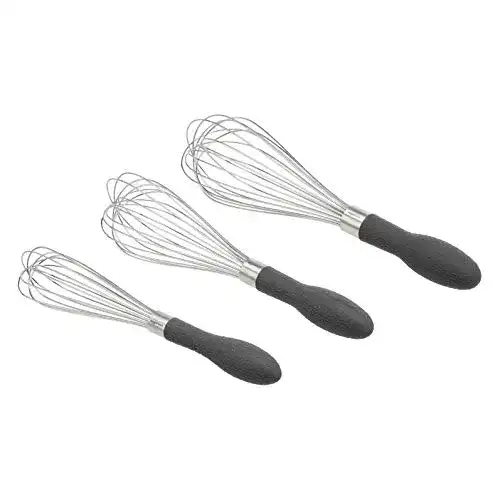 Schneebesen Set aus Edelstahl von Amazon Basics, 3 Stück