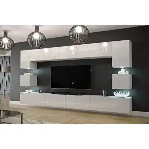 TV-Möbel Furnitech Wohnwand für Wohnzimmer mit LED RGB-Beleuchtung