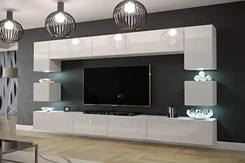 TV-Möbel Furnitech Wohnwand für Wohnzimmer mit LED RGB-Beleuchtung