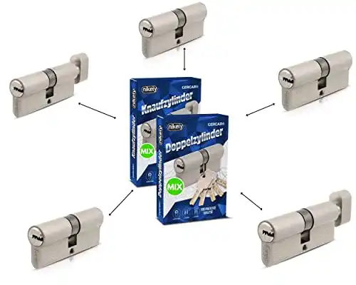 Gercar Pro Schließzylinder MIX 5er gleichschließend mit 25 Schlüsseln