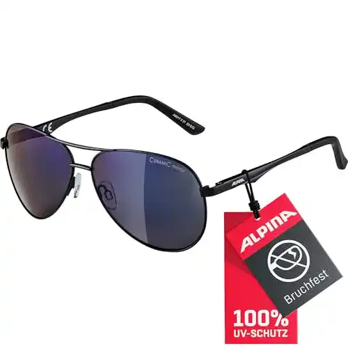 Alpina Herren Sonnenbrille Unisex in Schwarz Matt mit UV-Schutz