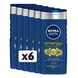Männer Shampoo Nivea Men Energy Duschshampoo 6 x 250 ml