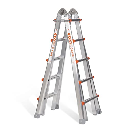 Treppenleiter WAKÜ Teleskopleiter 4×5 Sprossen Aluminium